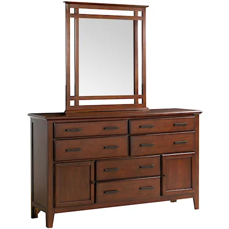 Casual 6 Drawer Dresser and Mirror Set